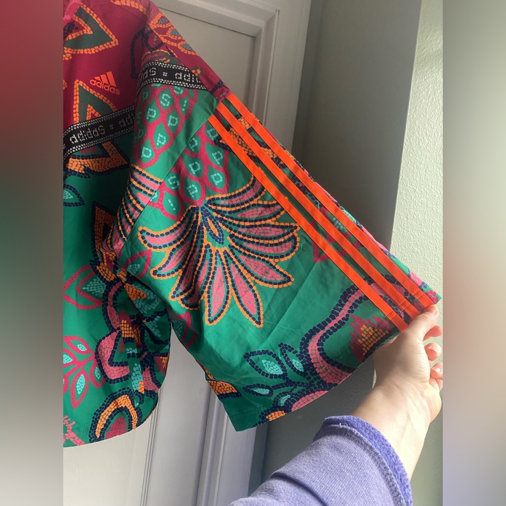 FARM Rio x Adidas Vibrant Floral Bomber Jacket SIZE 2X track suit ATHLEISURE - Picture 8 of 13